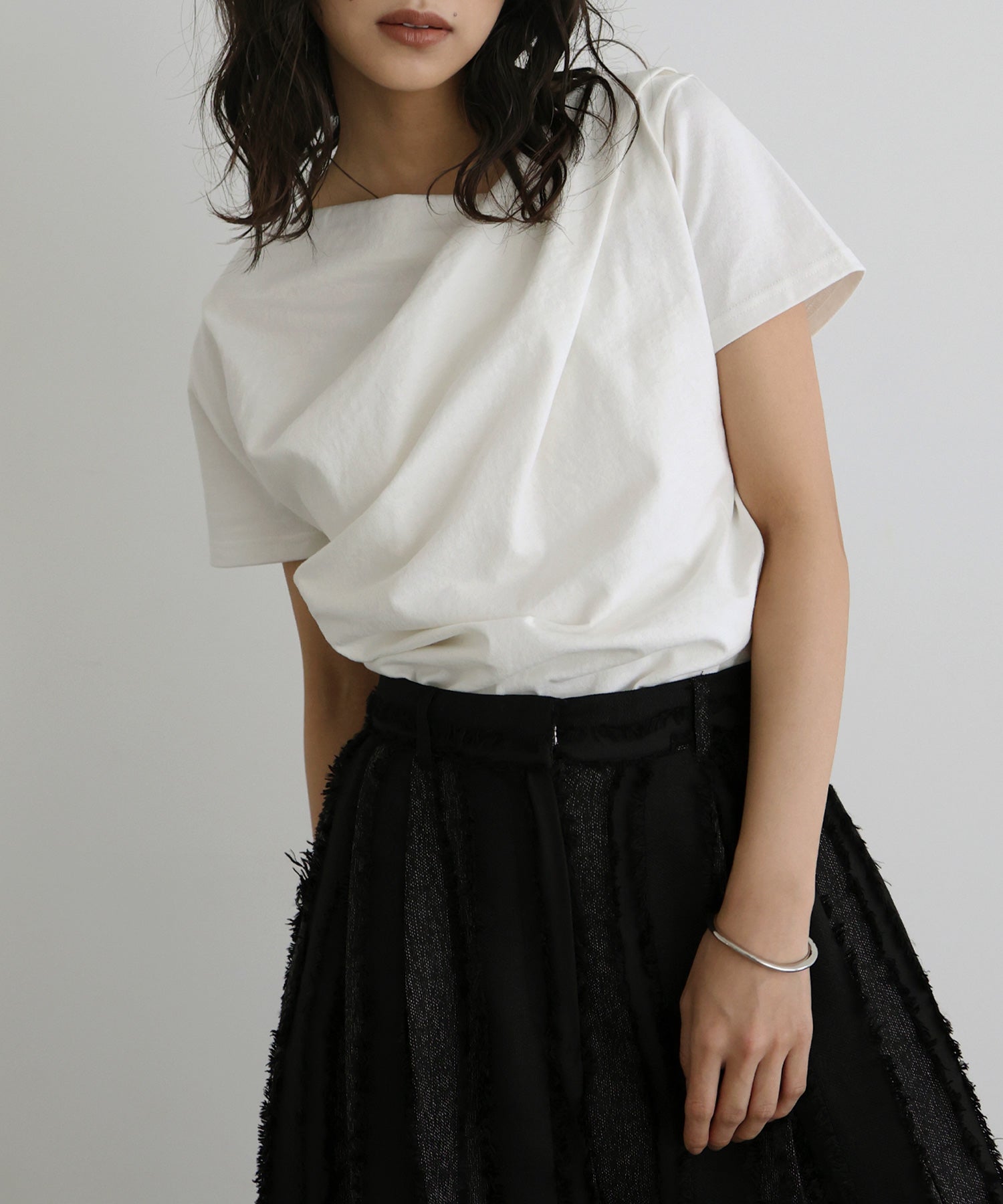 ドレープデザイン半袖Tシャツ – hellam
