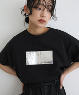 シルバーヴィンテージ箔プリントTシャツ
