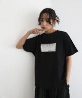 シルバーヴィンテージ箔プリントTシャツ