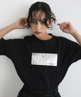 シルバーヴィンテージ箔プリントTシャツ
