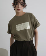 シルバーヴィンテージ箔プリントTシャツ