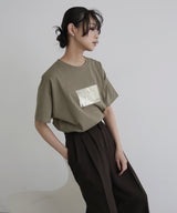 シルバーヴィンテージ箔プリントTシャツ