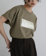 シルバーヴィンテージ箔プリントTシャツ