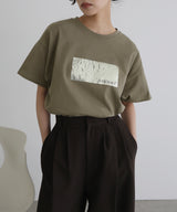 シルバーヴィンテージ箔プリントTシャツ