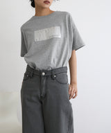 シルバーヴィンテージ箔プリントTシャツ