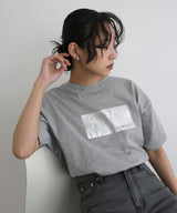 シルバーヴィンテージ箔プリントTシャツ