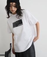 シルバーヴィンテージ箔プリントTシャツ