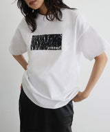 シルバーヴィンテージ箔プリントTシャツ