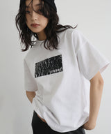 シルバーヴィンテージ箔プリントTシャツ