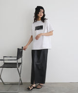 シルバーヴィンテージ箔プリントTシャツ