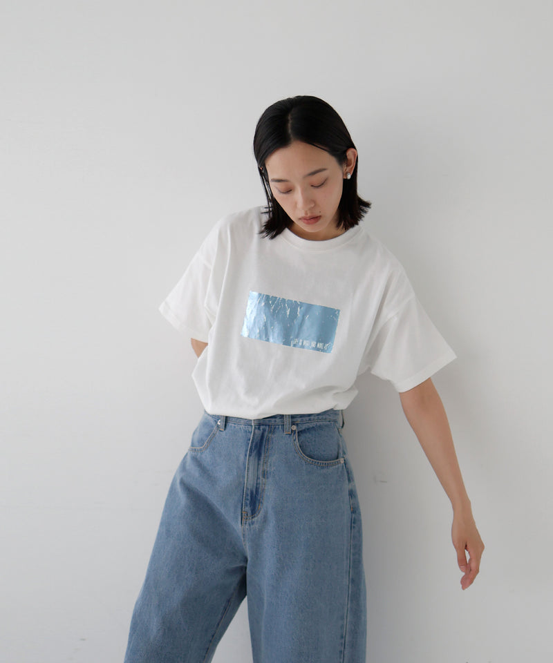 シルバーヴィンテージ箔プリントTシャツ