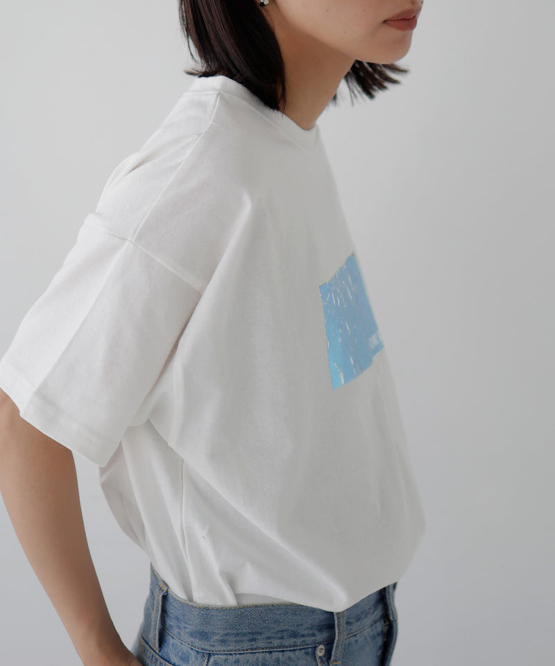 シルバーヴィンテージ箔プリントTシャツ