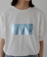 シルバーヴィンテージ箔プリントTシャツ