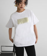 シルバーヴィンテージ箔プリントTシャツ