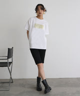 シルバーヴィンテージ箔プリントTシャツ
