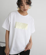 シルバーヴィンテージ箔プリントTシャツ