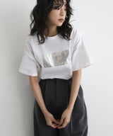 シルバーヴィンテージ箔プリントTシャツ