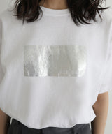 シルバーヴィンテージ箔プリントTシャツ