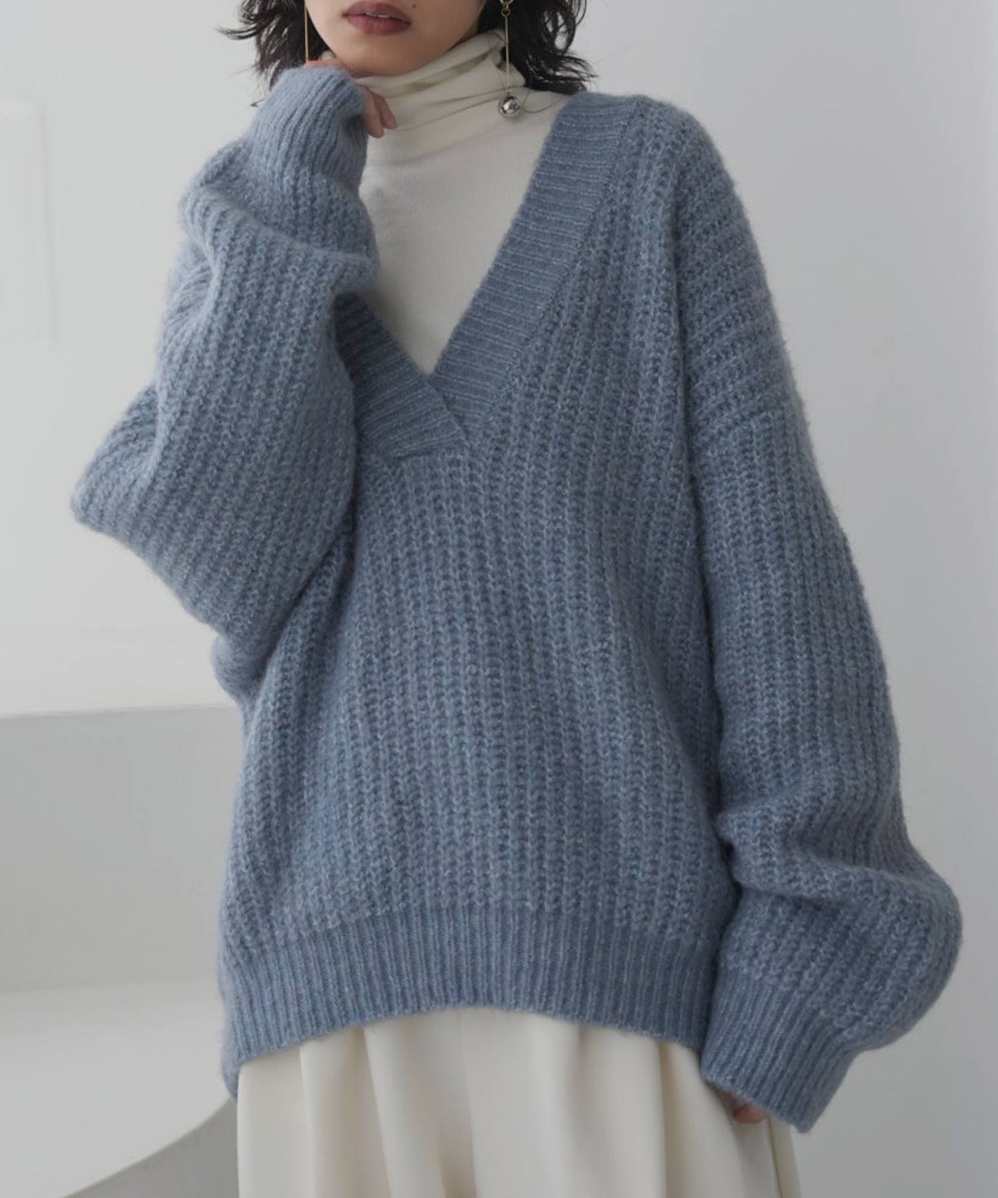 MIX糸 畦Vネックニットプルオーバー 1092 – hellam