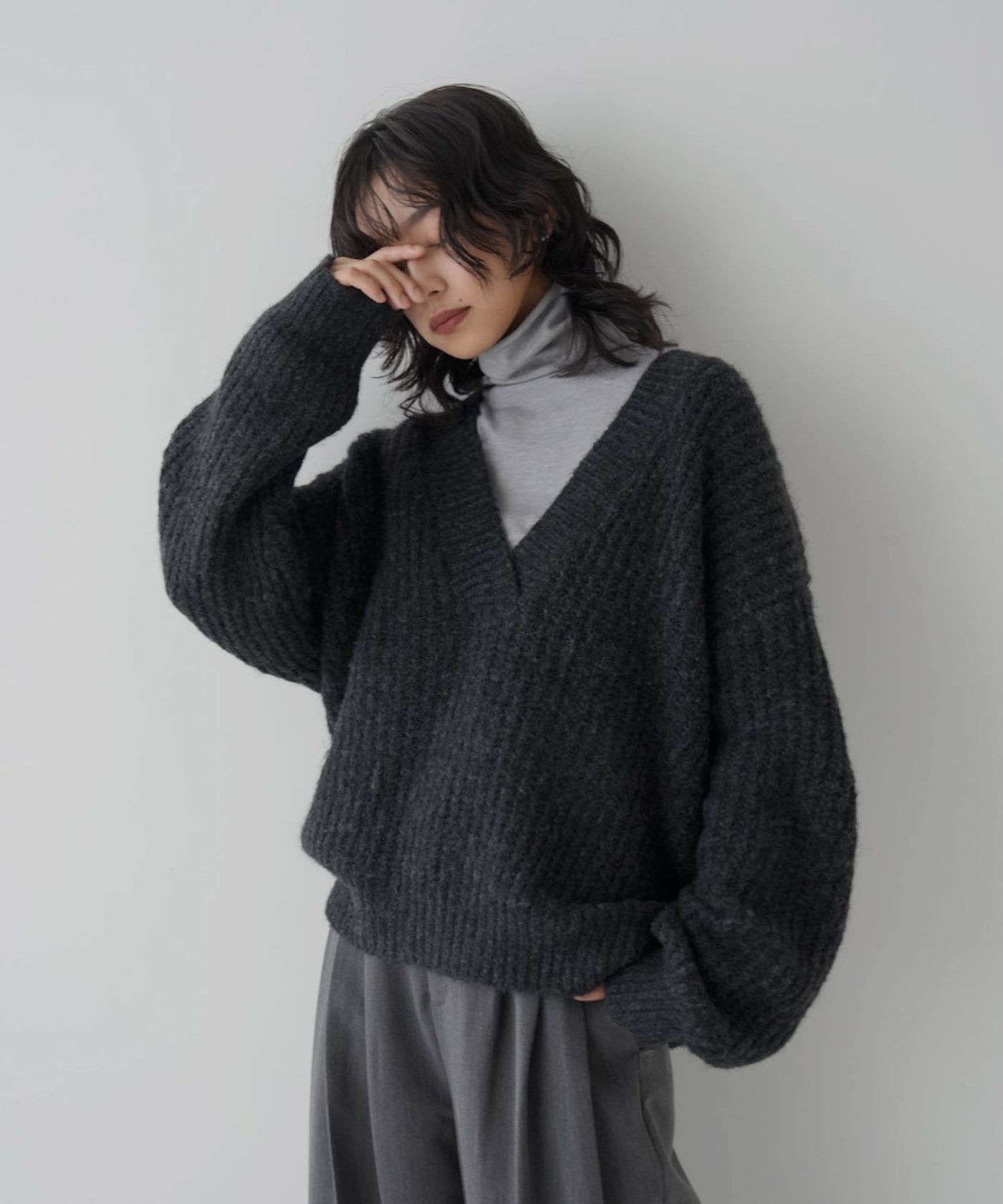 MIX糸 畦Vネックニットプルオーバー 1092 – hellam