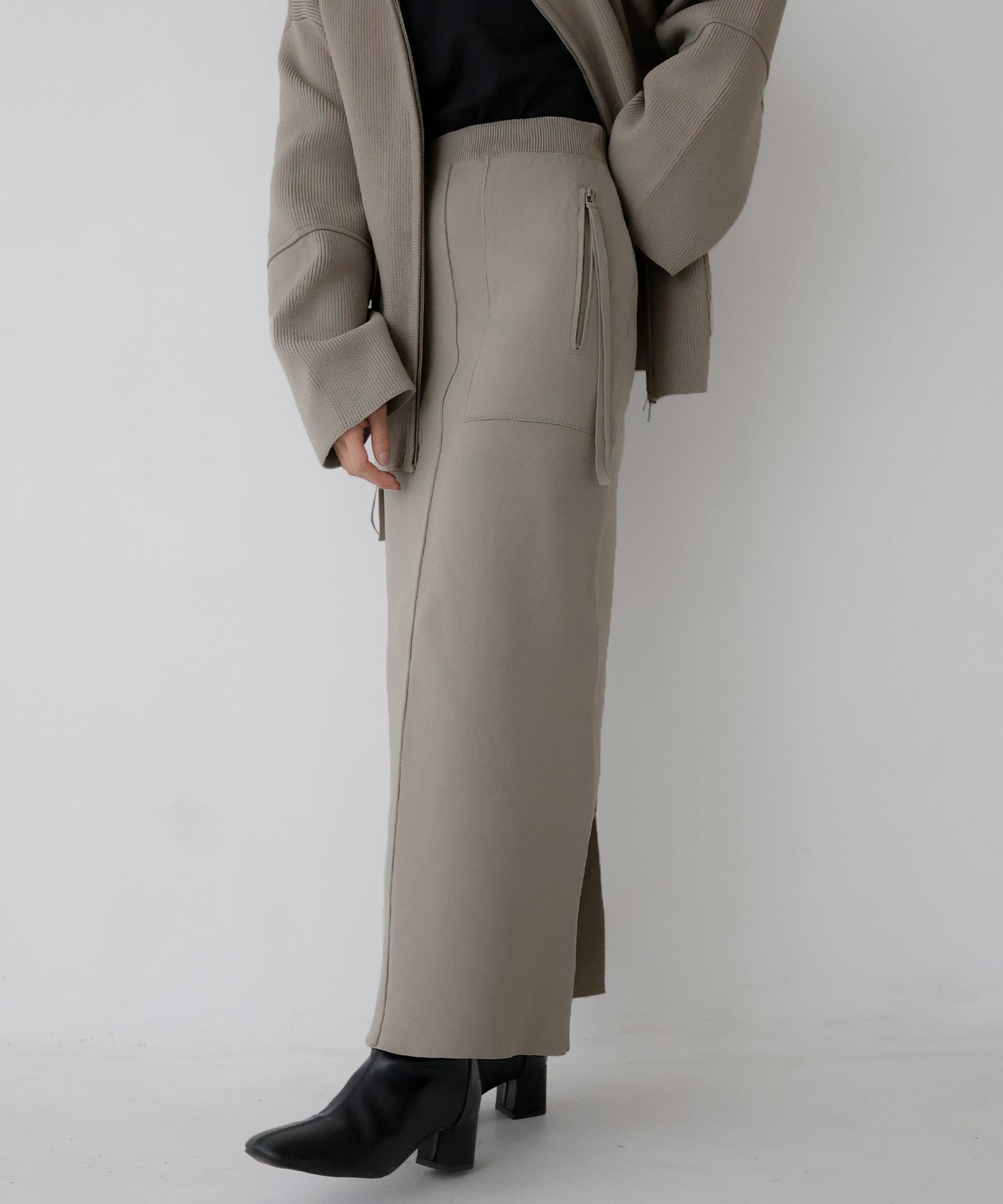 CHICWISH★ケーブルポケットニットスカート☆ ブロックチェックタイトスカート《WINTER KNIT COLLECTION》