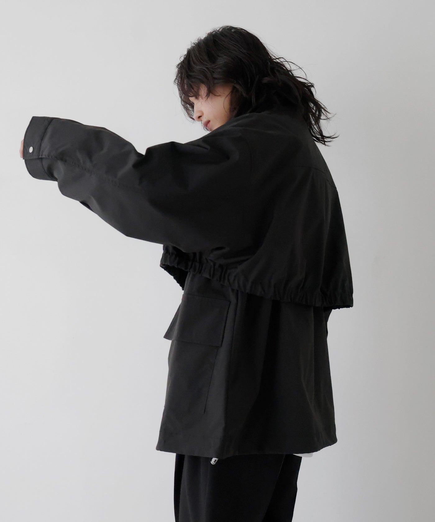 2点セット【hellam】3WAY レイヤードジャケット　ベストショートブルゾン hellam（へラム）の「3WAY レイヤードジャケット（ナイロン