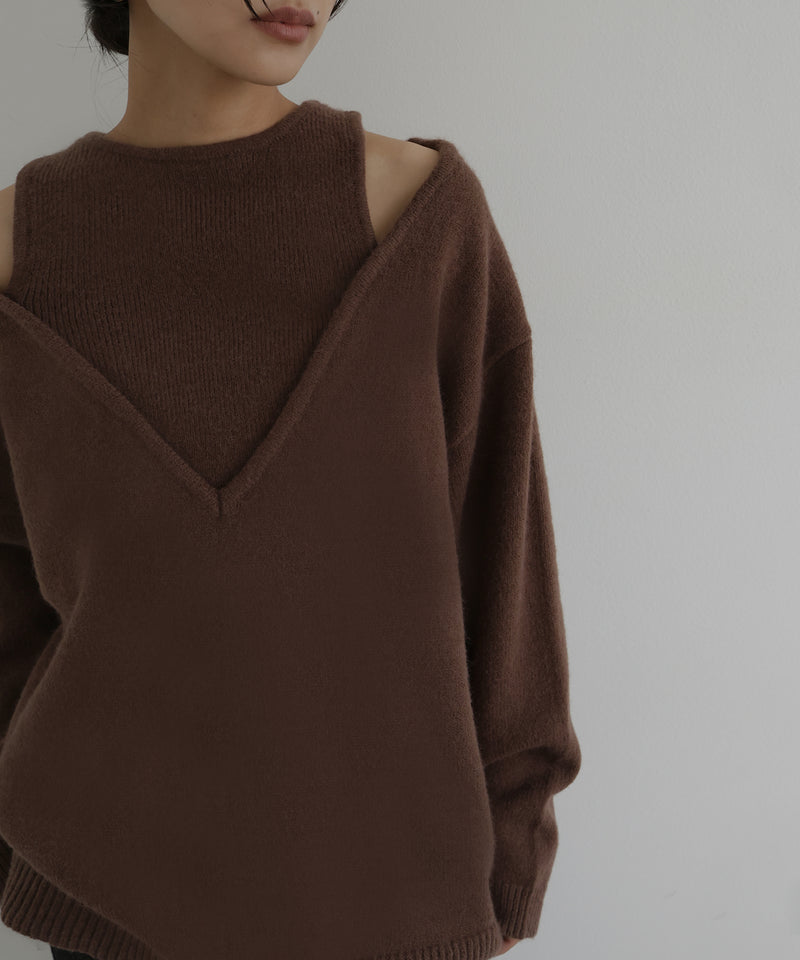アンサンブル風Vネックニット