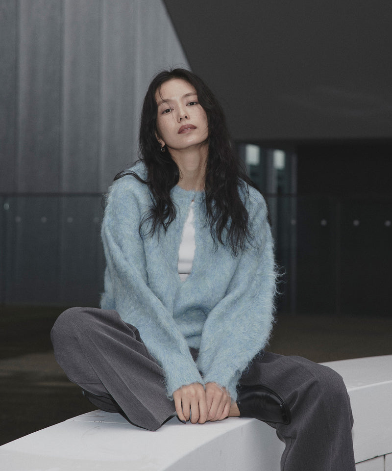 ミックスシャギーキーネックニット