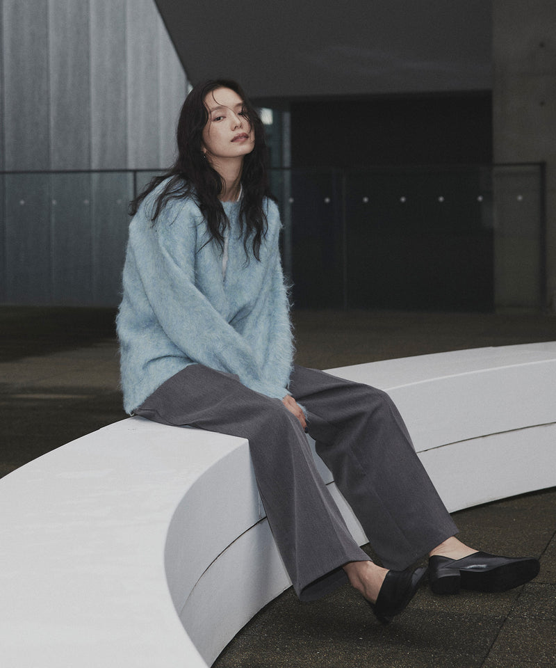 ミックスシャギーキーネックニット