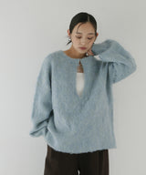 ミックスシャギーキーネックニット