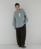 ミックスシャギーキーネックニット