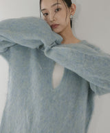 ミックスシャギーキーネックニット