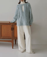 ミックスシャギーキーネックニット