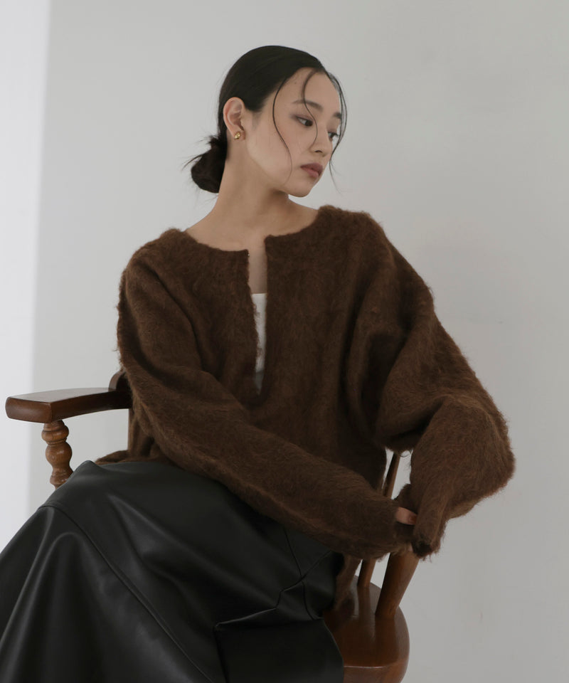 ミックスシャギーキーネックニット