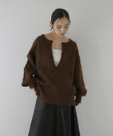 ミックスシャギーキーネックニット