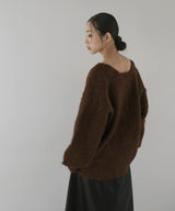 ミックスシャギーキーネックニット