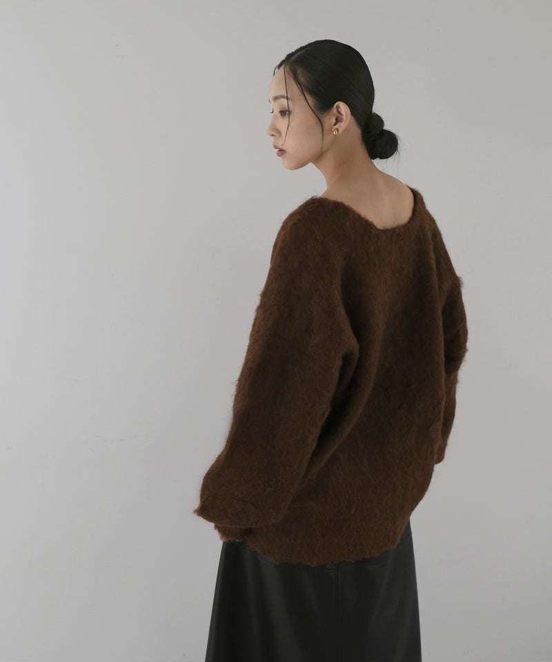 ミックスシャギーキーネックニット