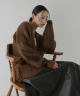 ミックスシャギーキーネックニット