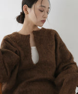 ミックスシャギーキーネックニット