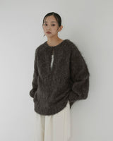 ミックスシャギーキーネックニット