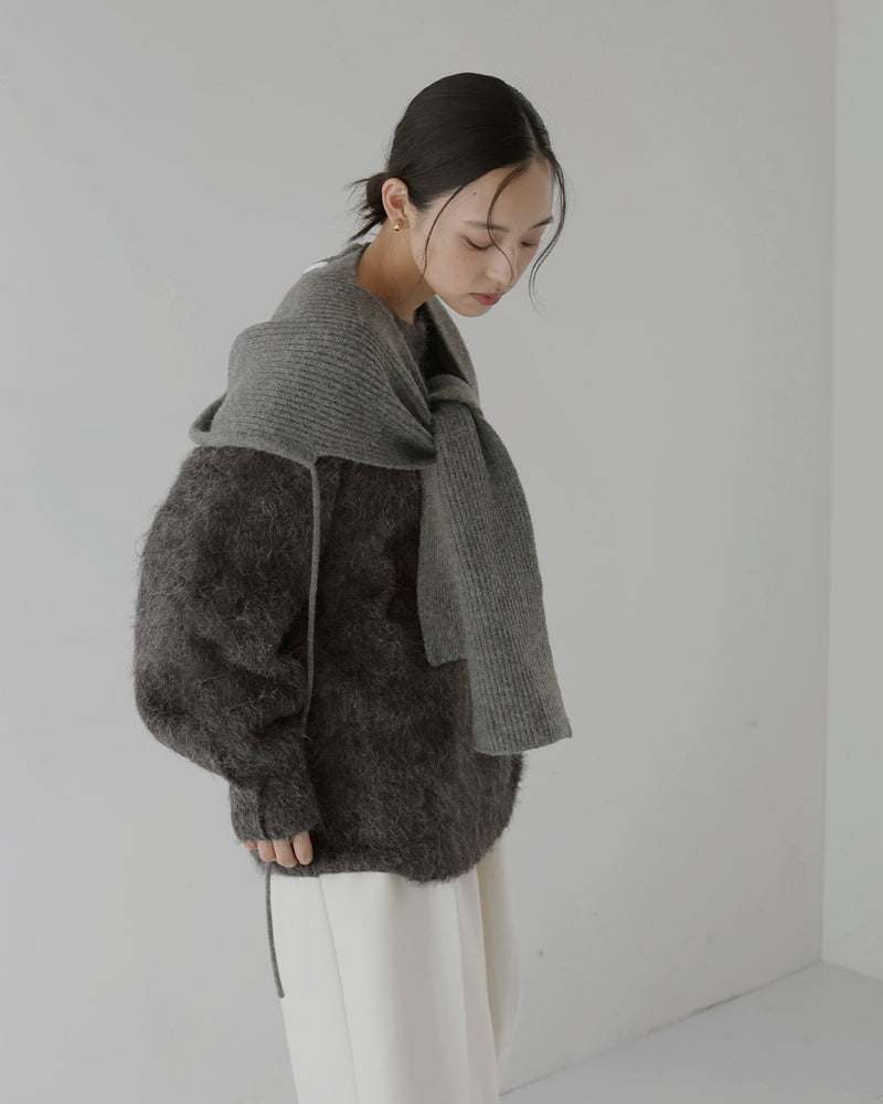 ミックスシャギーキーネックニット