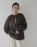 ミックスシャギーキーネックニット