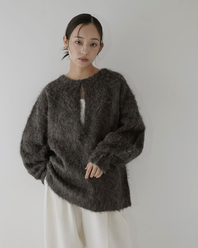 ミックスシャギーキーネックニット