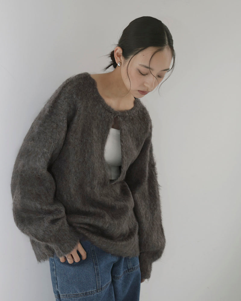 ミックスシャギーキーネックニット