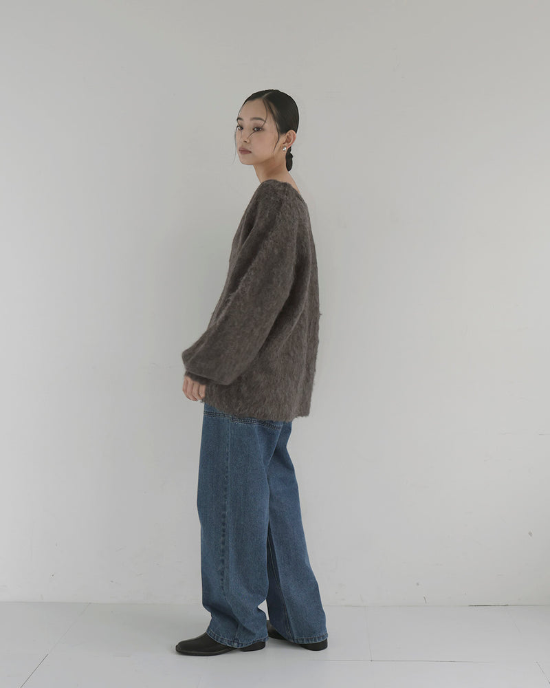 ミックスシャギーキーネックニット