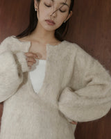 ミックスシャギーキーネックニット