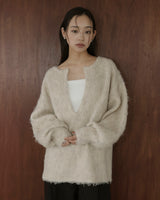 ミックスシャギーキーネックニット