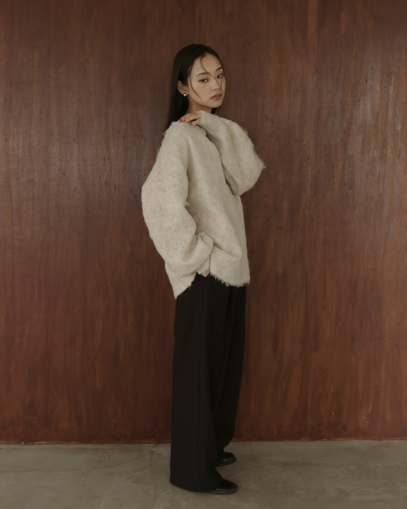 ミックスシャギーキーネックニット