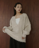 ミックスシャギーキーネックニット