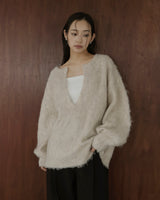 ミックスシャギーキーネックニット